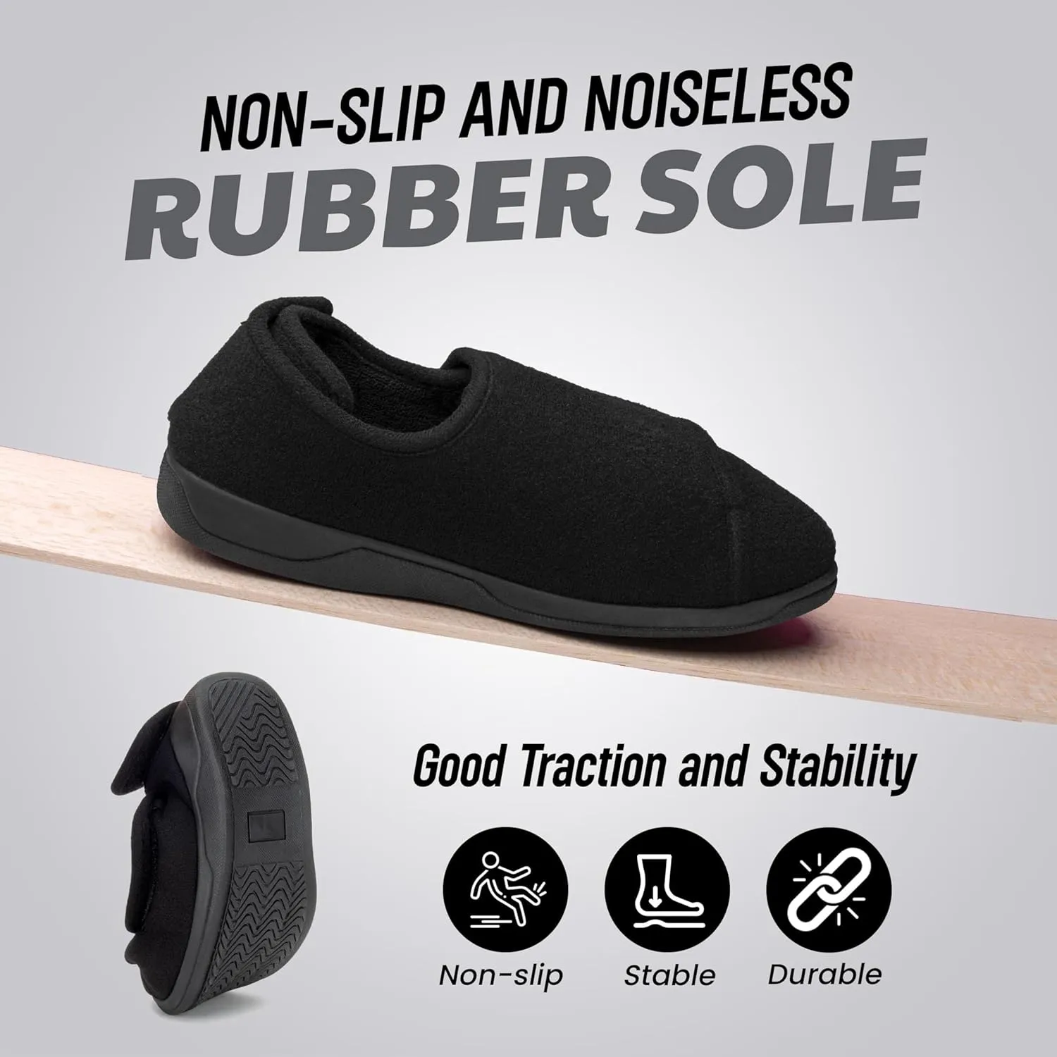 Diabetic Slippers Women, Lymphedema Shoes, Edema Shoes Swollen Feet, Indoor and Outdoor Hook and Loop, Non Slip House Shoes