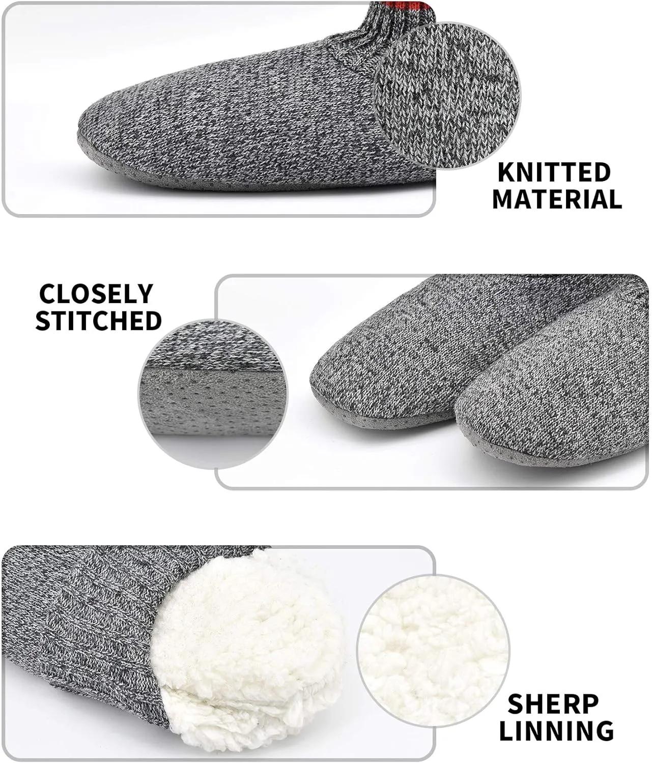 DICUIRD Men's Slippers Socks Autumn Winter Indoor Non-Skid House Slippers