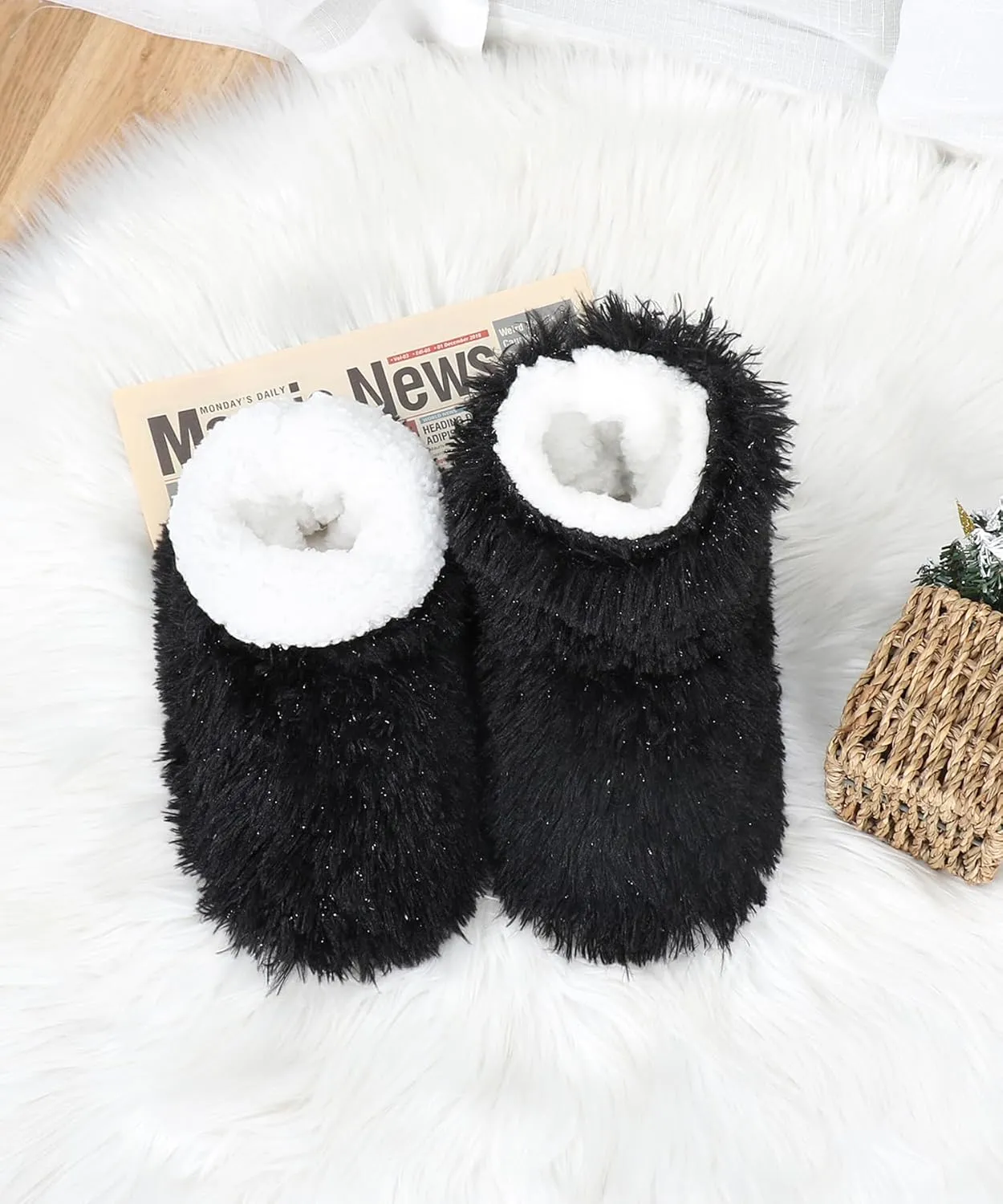 DICUIRD Womens Cozy&Warm Slipper Socks with Grippers-House Socks