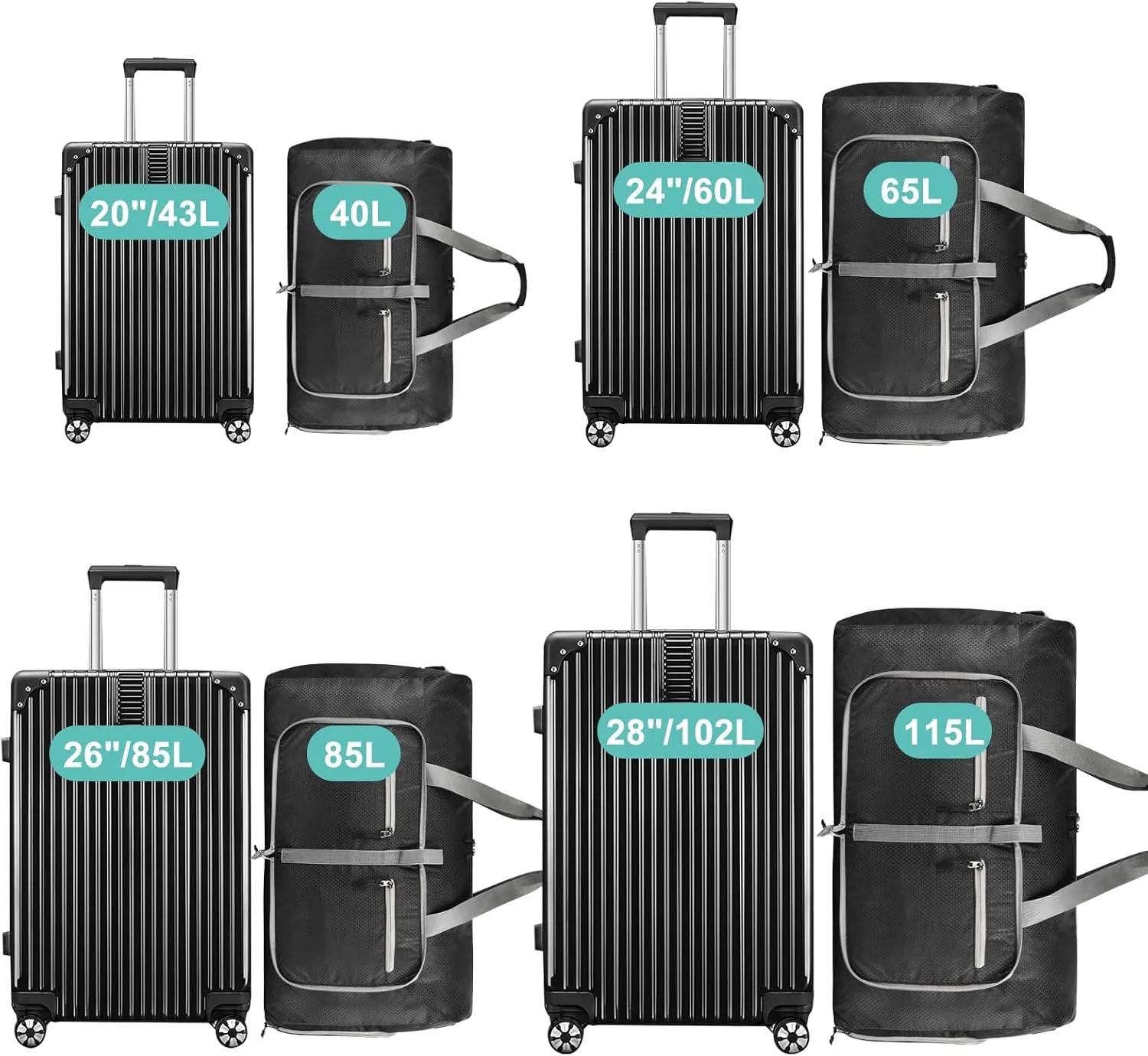 Dimayar Travel Duffle Bag for Men Women - Foldable Duffel Bag with Shoes Compartment - Overnight Bags Waterproof & Tear Resistant(40L,Black)