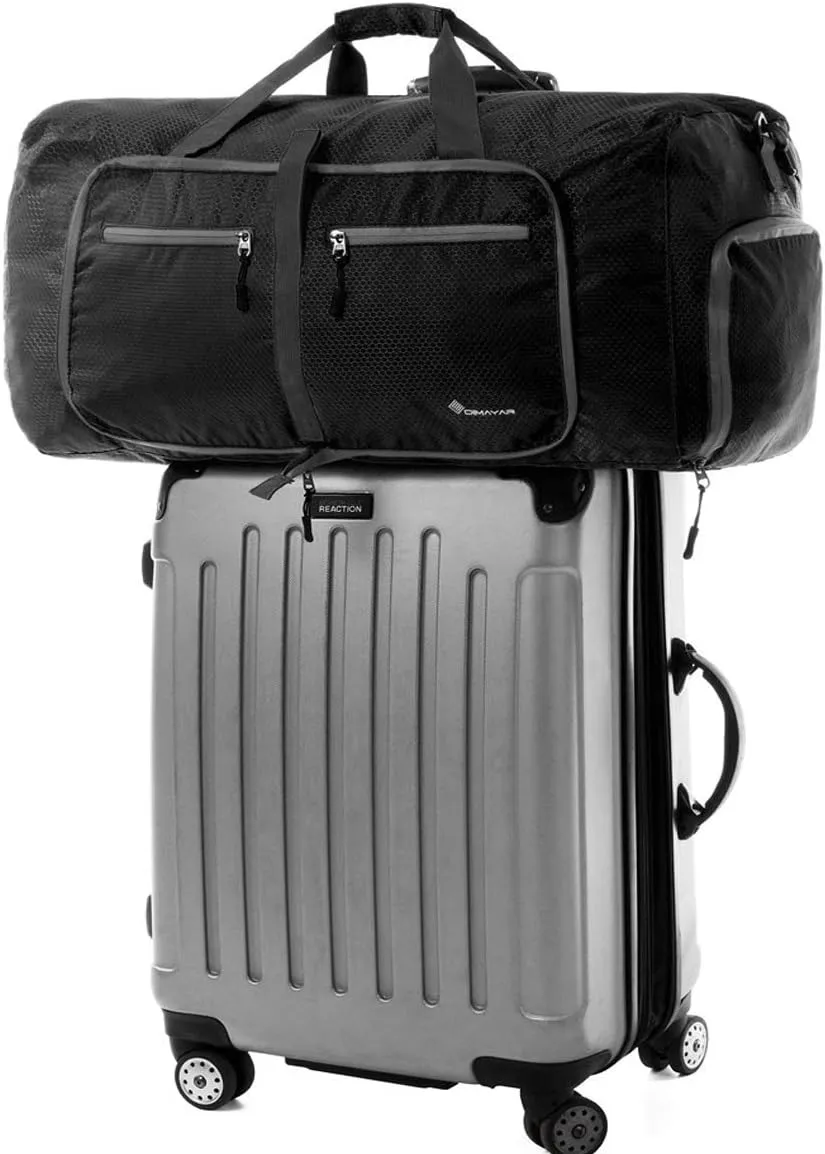 Dimayar Travel Duffle Bag for Men Women - Foldable Duffel Bag with Shoes Compartment - Overnight Bags Waterproof & Tear Resistant(40L,Black)