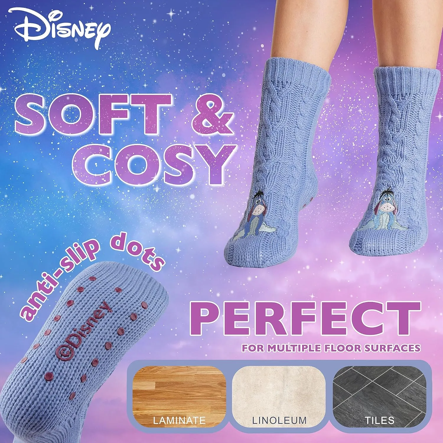 Disney Fluffy Socks for Women and Teenagers Soft Warm Slipper Socks Non Slip One Size Lounge Wear Gifts for Women