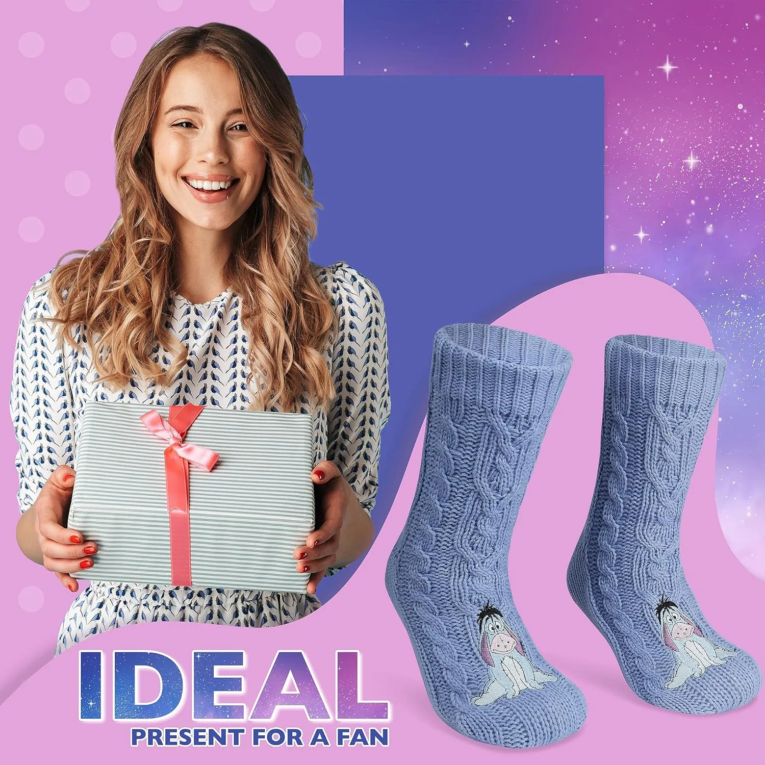 Disney Fluffy Socks for Women and Teenagers Soft Warm Slipper Socks Non Slip One Size Lounge Wear Gifts for Women