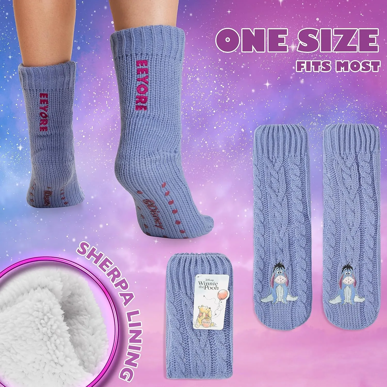 Disney Fluffy Socks for Women and Teenagers Soft Warm Slipper Socks Non Slip One Size Lounge Wear Gifts for Women