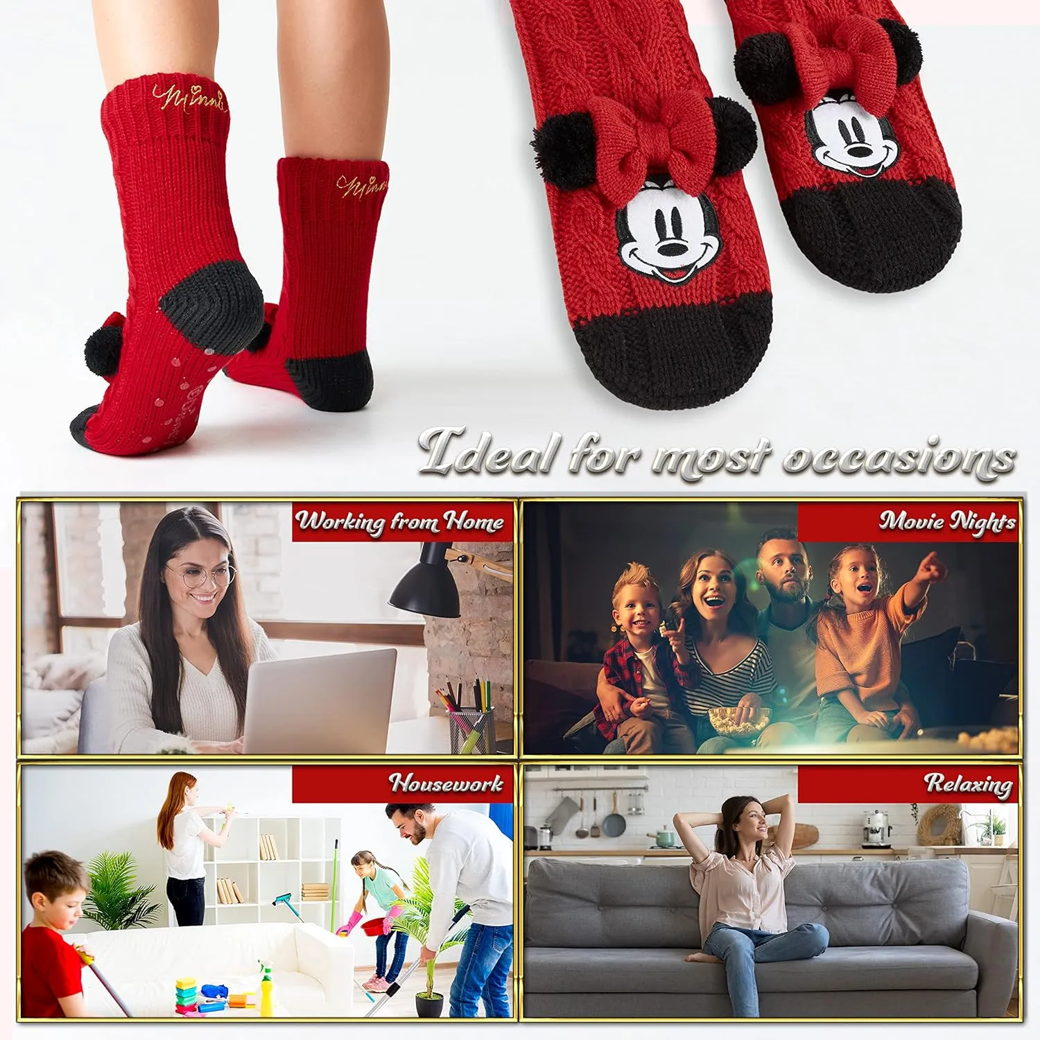 Disney Stitch Slipper Socks For Women Teens Warm Slipper Socks Bed Socks Non Slip Socks Gifts for Her