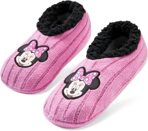 Disney Women's Ballerina Slippers with Sherpa Lining - Knitted Non-Slip House Shoes