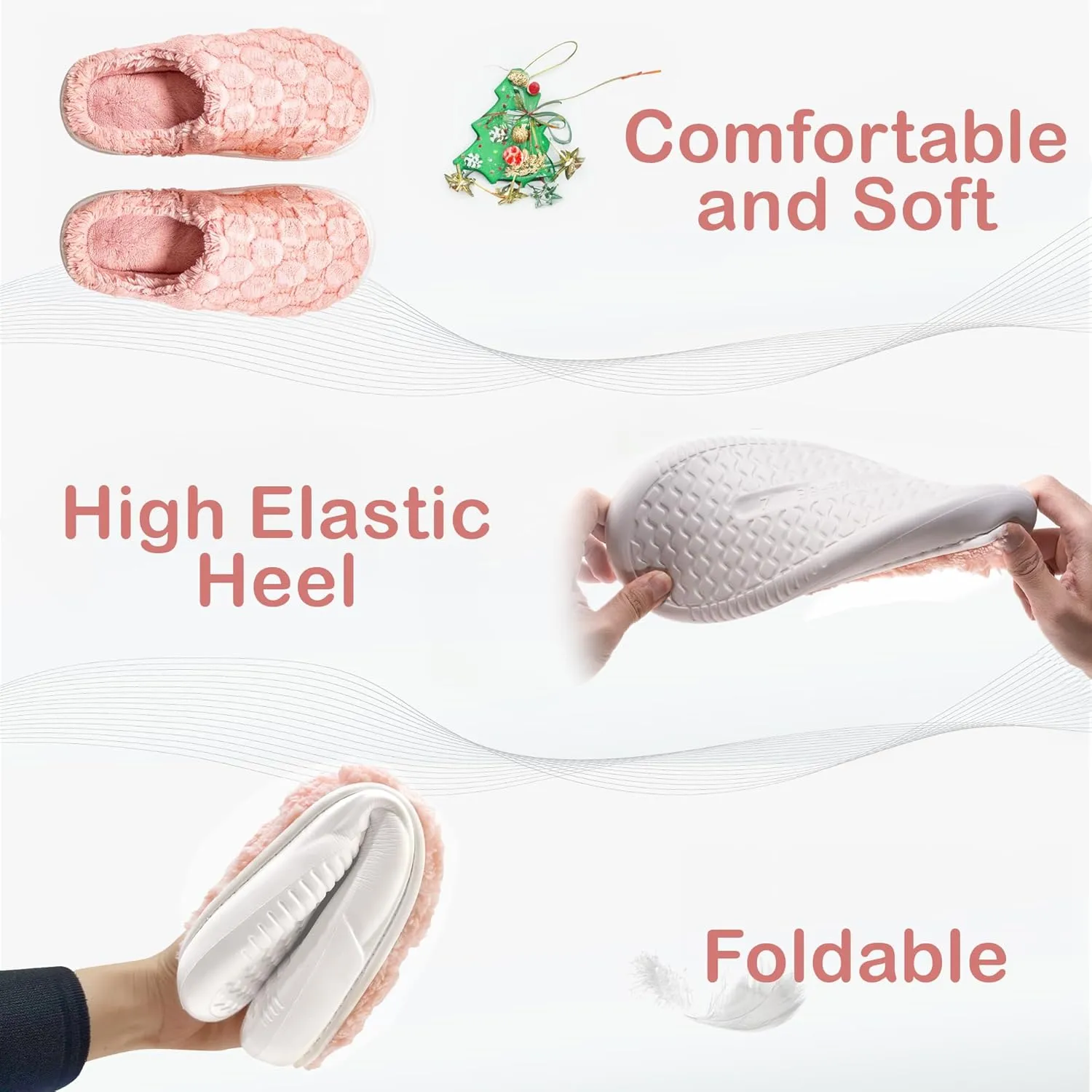 DIUS Fuzzy House Slippers for Women & Men, Memory Foam Slippers Indoor Outdoor Non Slip Rubber Sole Cozy Bedroom Shoes