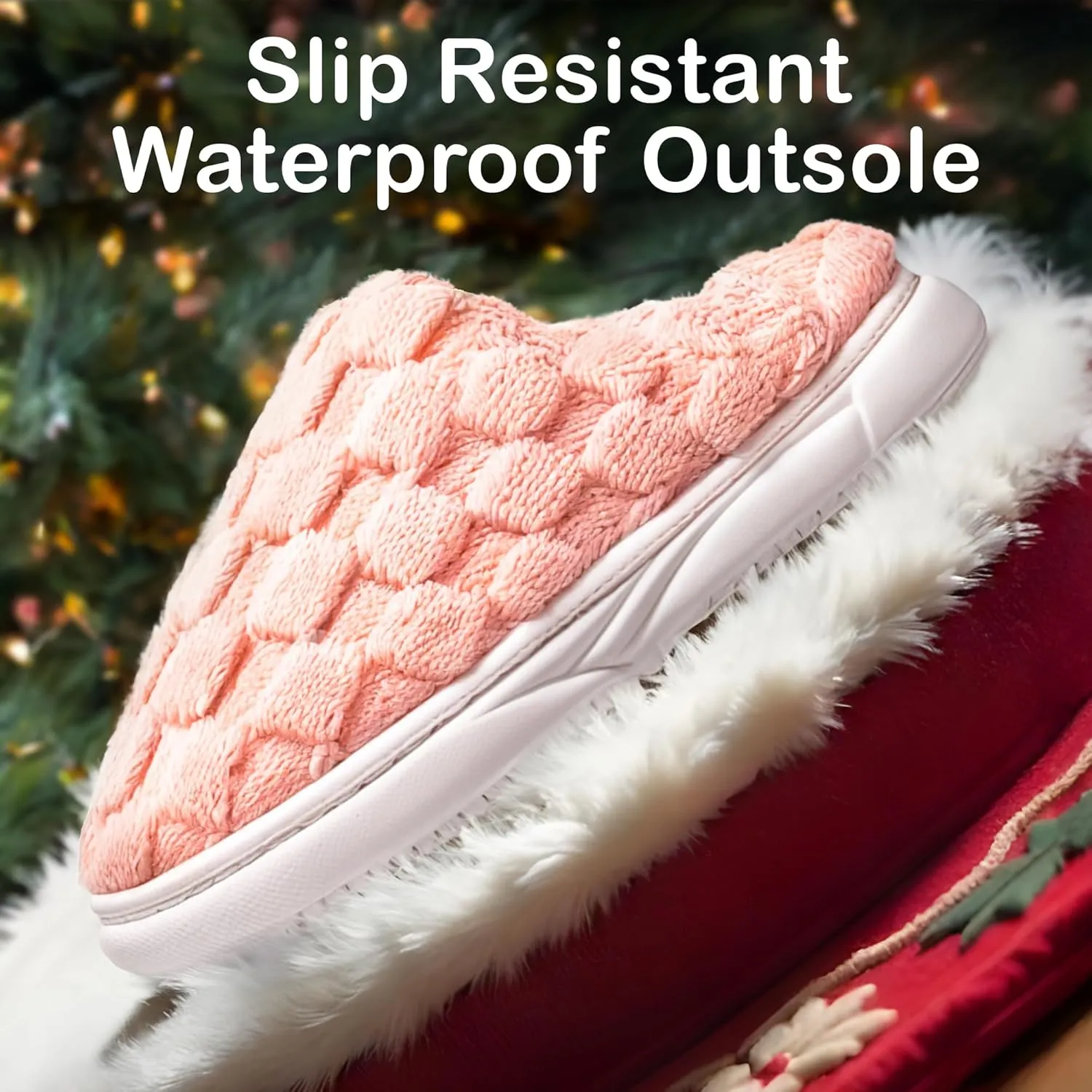 DIUS Fuzzy House Slippers for Women & Men, Memory Foam Slippers Indoor Outdoor Non Slip Rubber Sole Cozy Bedroom Shoes