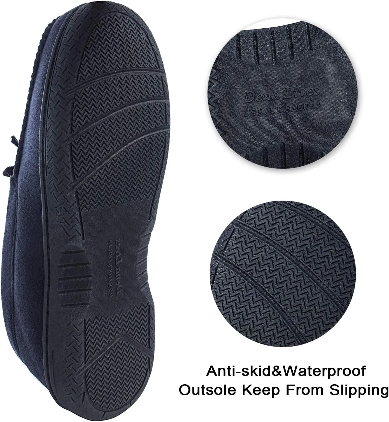 DL Men's Moccasin Slippers - Indoor & Outdoor, Suede Mens House Slippers with Memory Foam, Faux Fur Lining, Non Slip Outsole