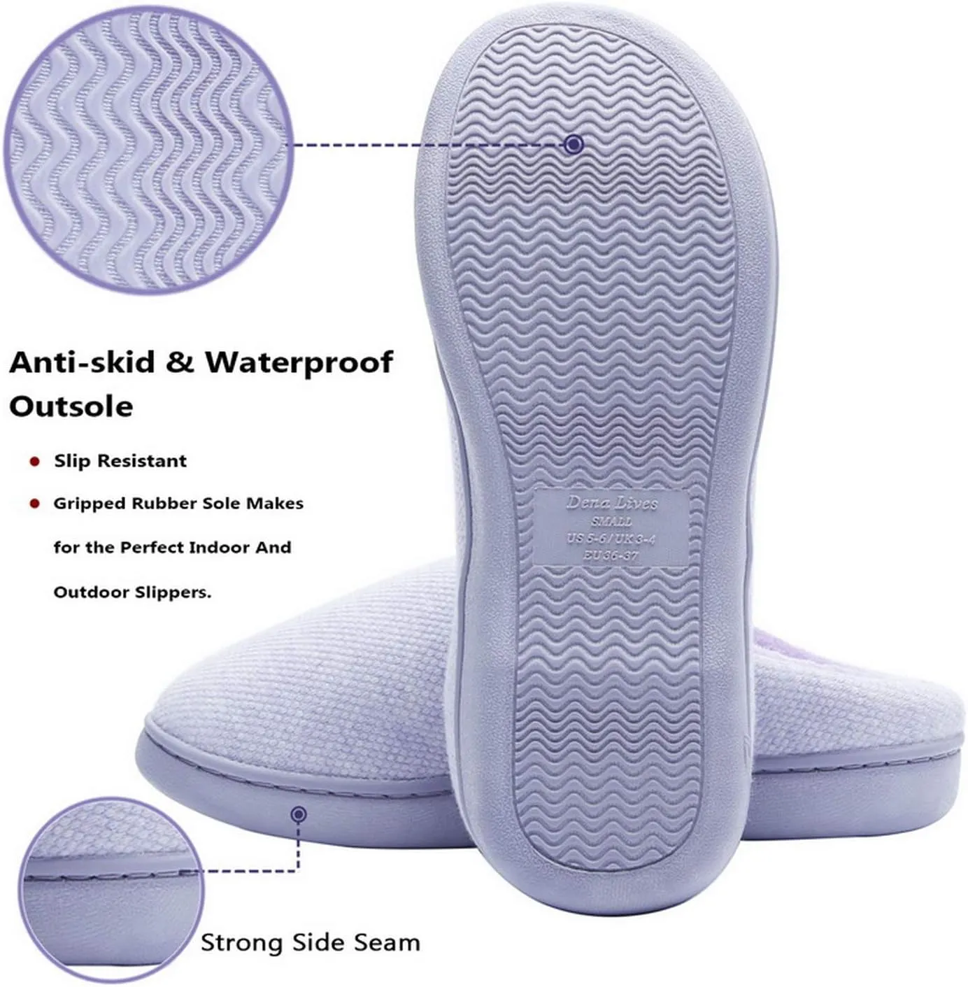 DL Womens Memory Foam Slippers, Cozy Slip on House Slippers for Women Indoor Outdoor, Comfy Women's Bedroom Slippers Warm Soft Flannel Lining Home Slippers Size 5-12 Purple Blue Pink Grey Navy Black