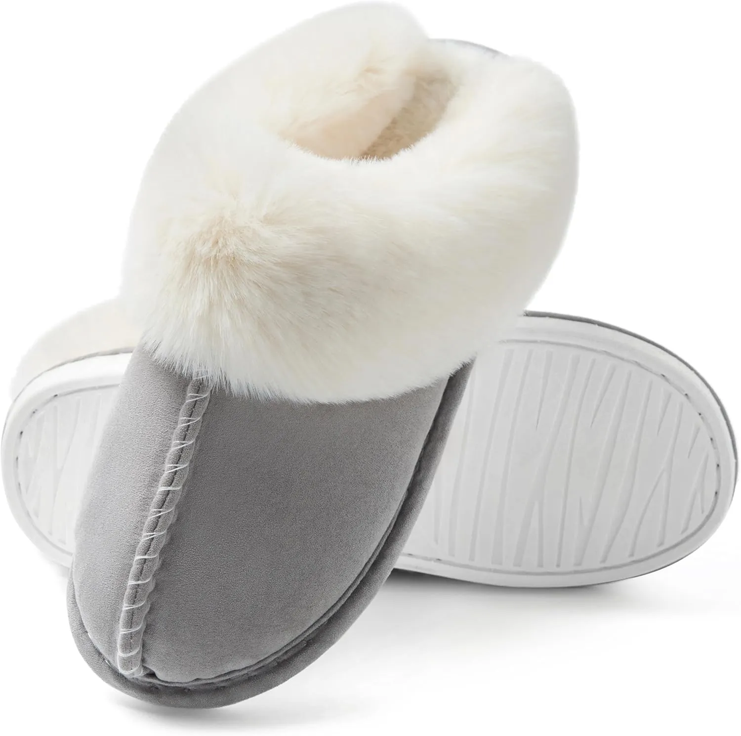 Donpapa Womens Slipper with Memory Foam Fluffy Soft Warm Slip On House Slippers Anti-Skid Cozy Plush for Indoor Outdoor