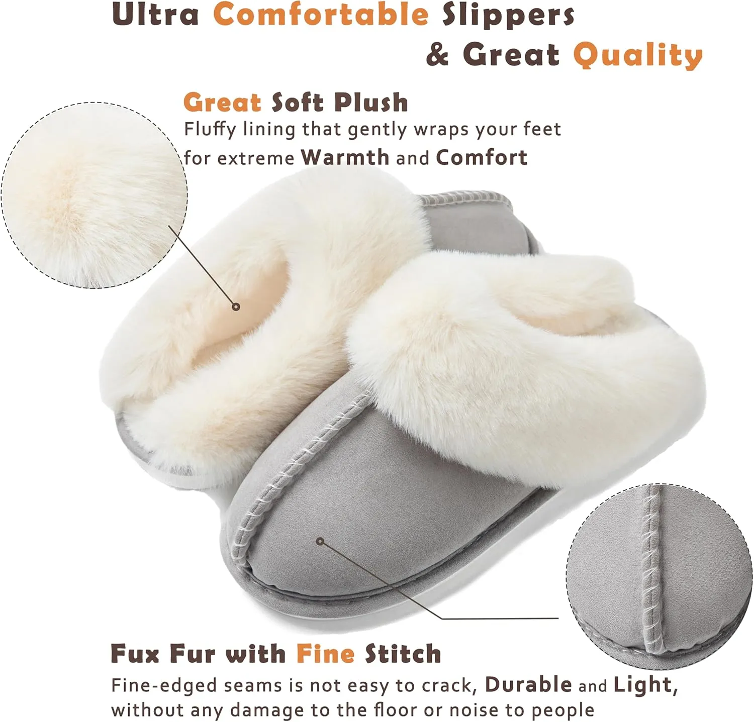 Donpapa Womens Slipper with Memory Foam Fluffy Soft Warm Slip On House Slippers Anti-Skid Cozy Plush for Indoor Outdoor