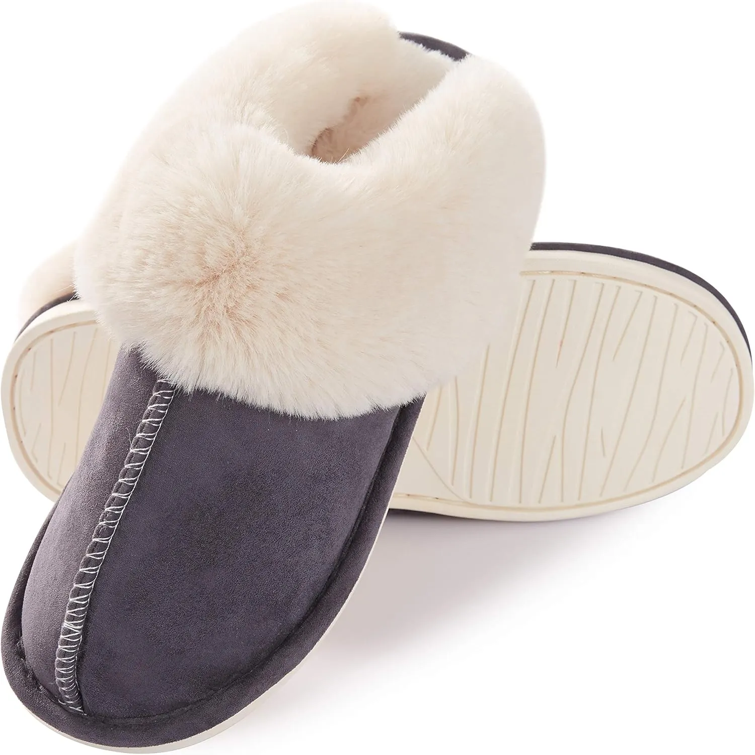Donpapa Womens Slipper with Memory Foam Fluffy Soft Warm Slip On House Slippers Anti-Skid Cozy Plush for Indoor Outdoor