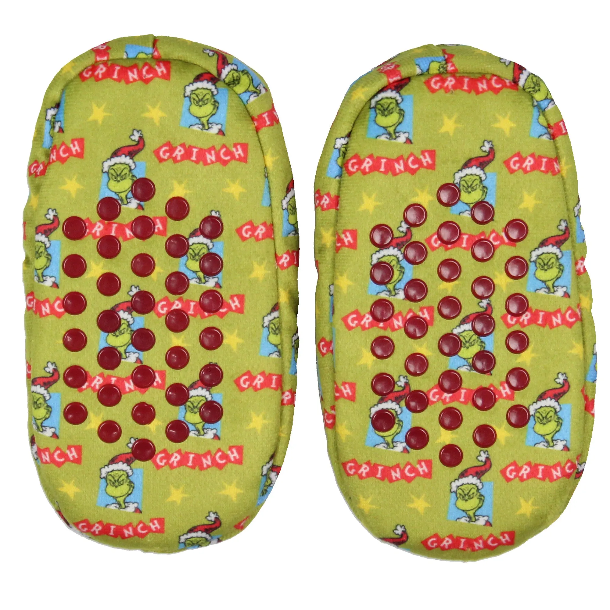 Dr. Seuss Kids GRINCH Who Stole Christmas Santa Slipper Socks No-Slip Sole