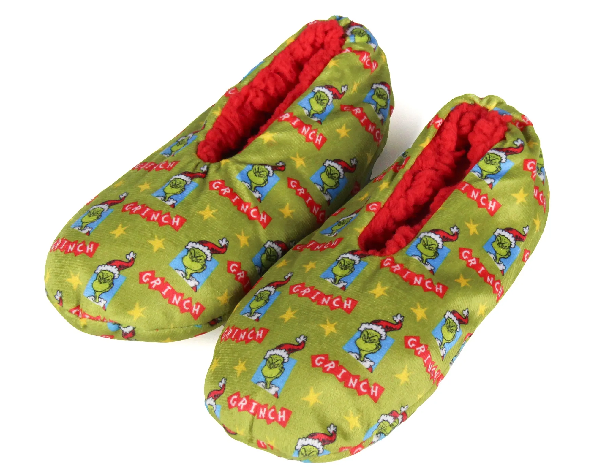 Dr. Seuss Kids GRINCH Who Stole Christmas Santa Slipper Socks No-Slip Sole