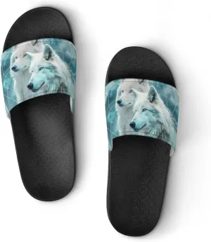 Dream Catcher White Wolf Funny Slide Sandals Non-Slip PVC Shower Slipper House Shoes Open Toe Slippers for Adult