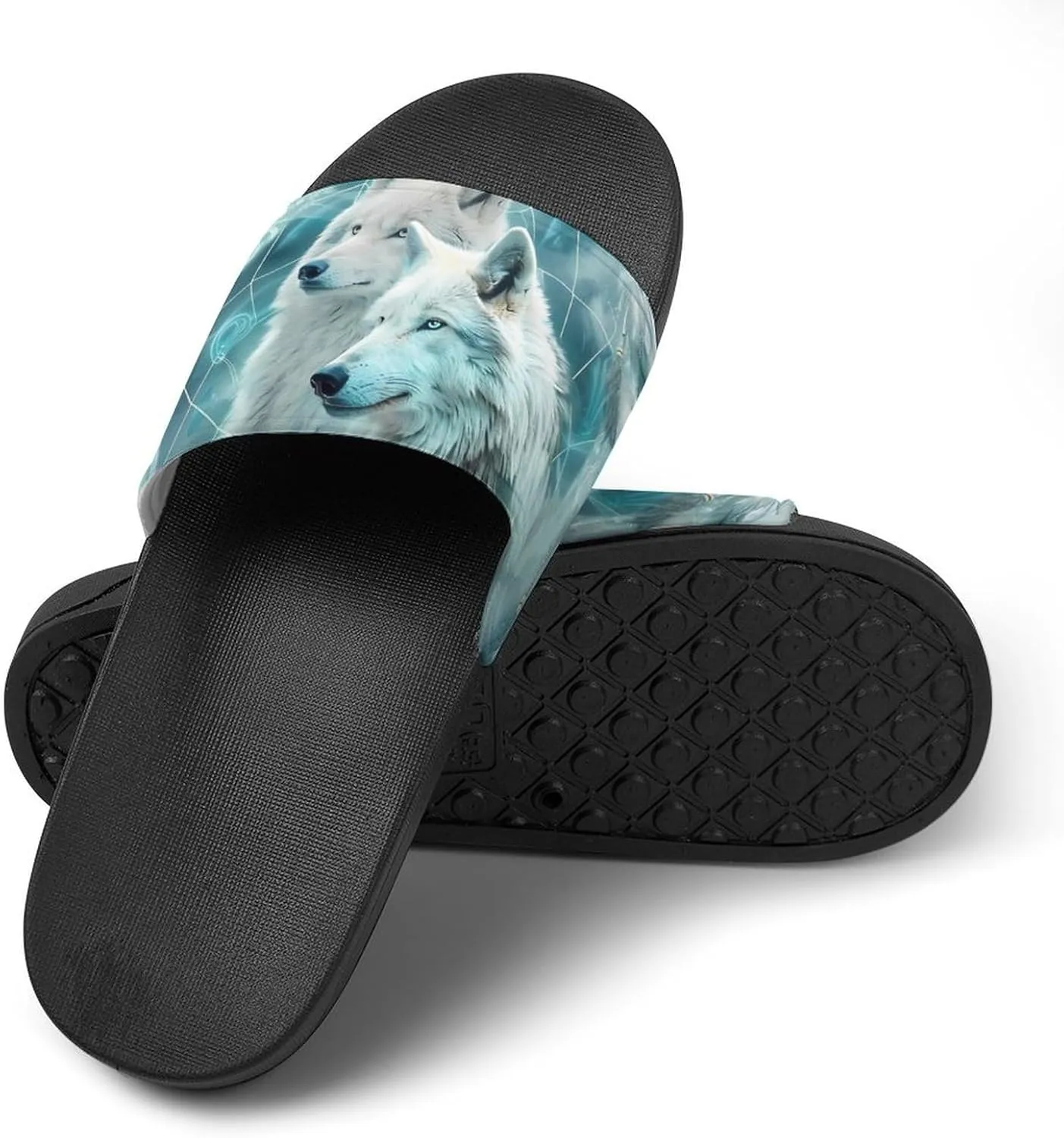 Dream Catcher White Wolf Funny Slide Sandals Non-Slip PVC Shower Slipper House Shoes Open Toe Slippers for Adult