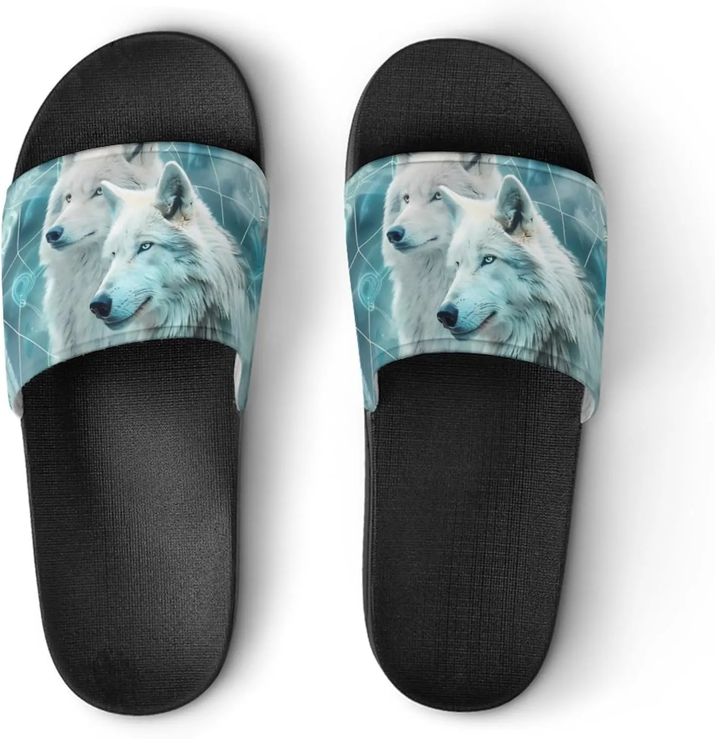 Dream Catcher White Wolf Funny Slide Sandals Non-Slip PVC Shower Slipper House Shoes Open Toe Slippers for Adult
