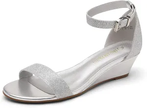 DREAM PAIRS Women's Ingrid Ankle Strap Low Wedge Sandal