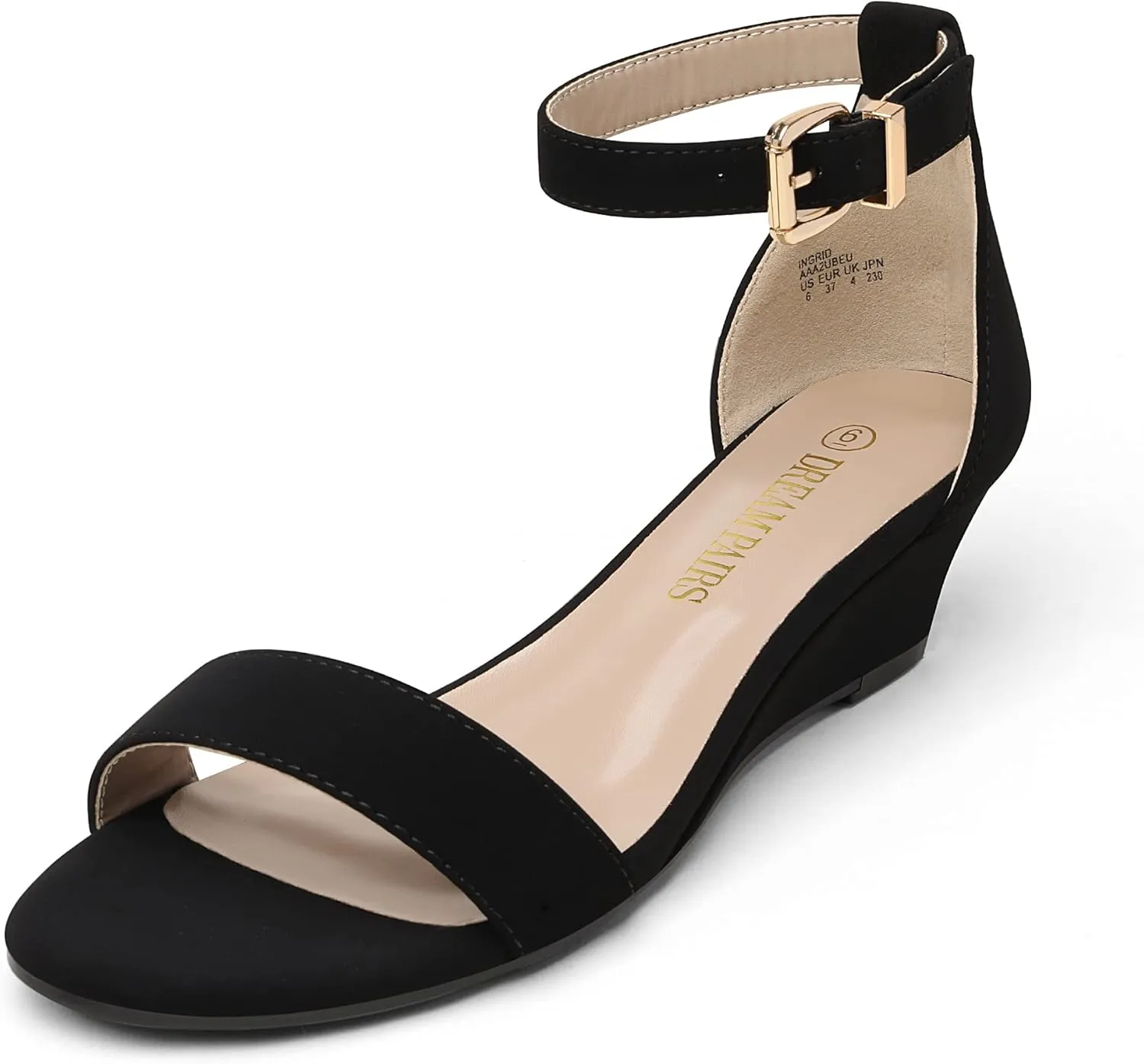DREAM PAIRS Women's Ingrid Ankle Strap Low Wedge Sandal