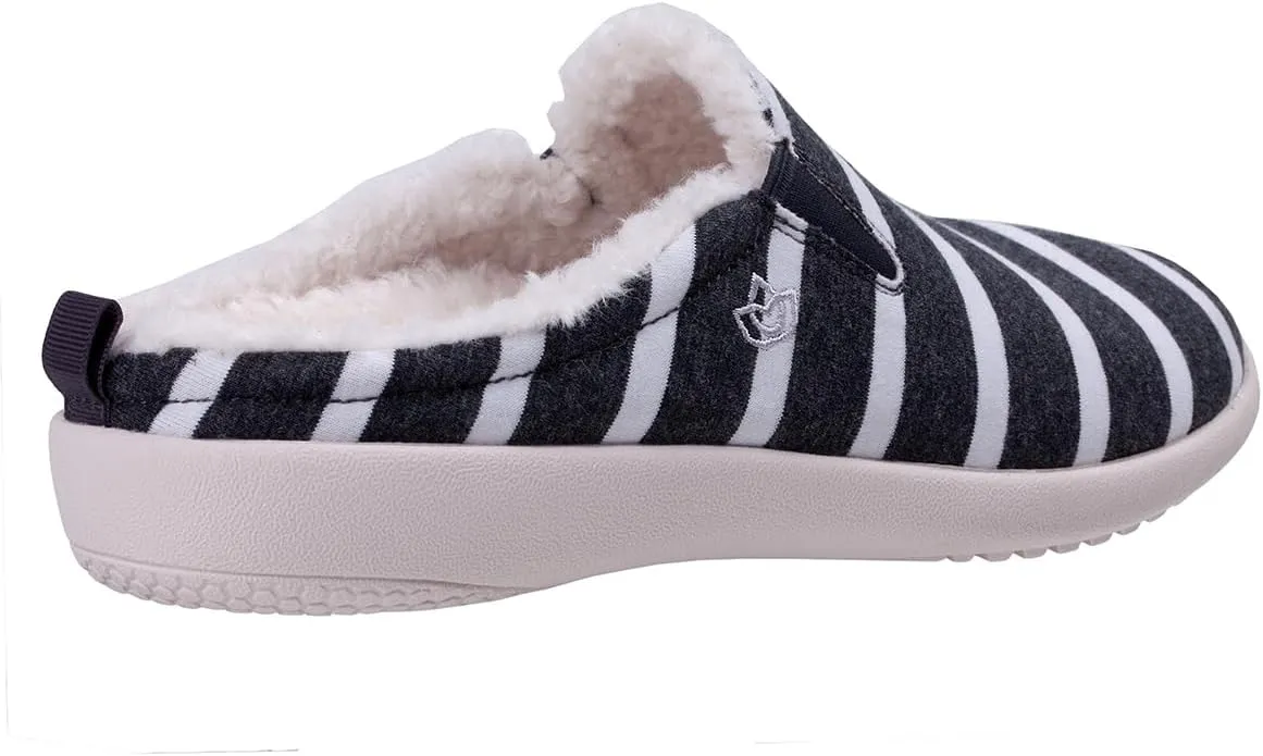 Dundee Stripe Slipper Grey/White / 7 Wide
