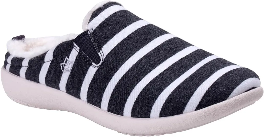 Dundee Stripe Slipper Grey/White / 7 Wide