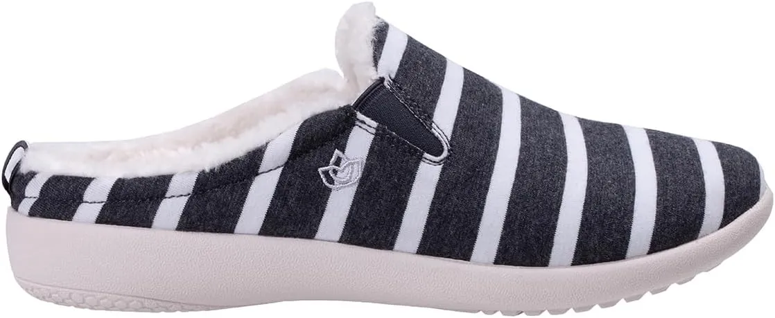 Dundee Stripe Slipper Grey/White / 7 Wide