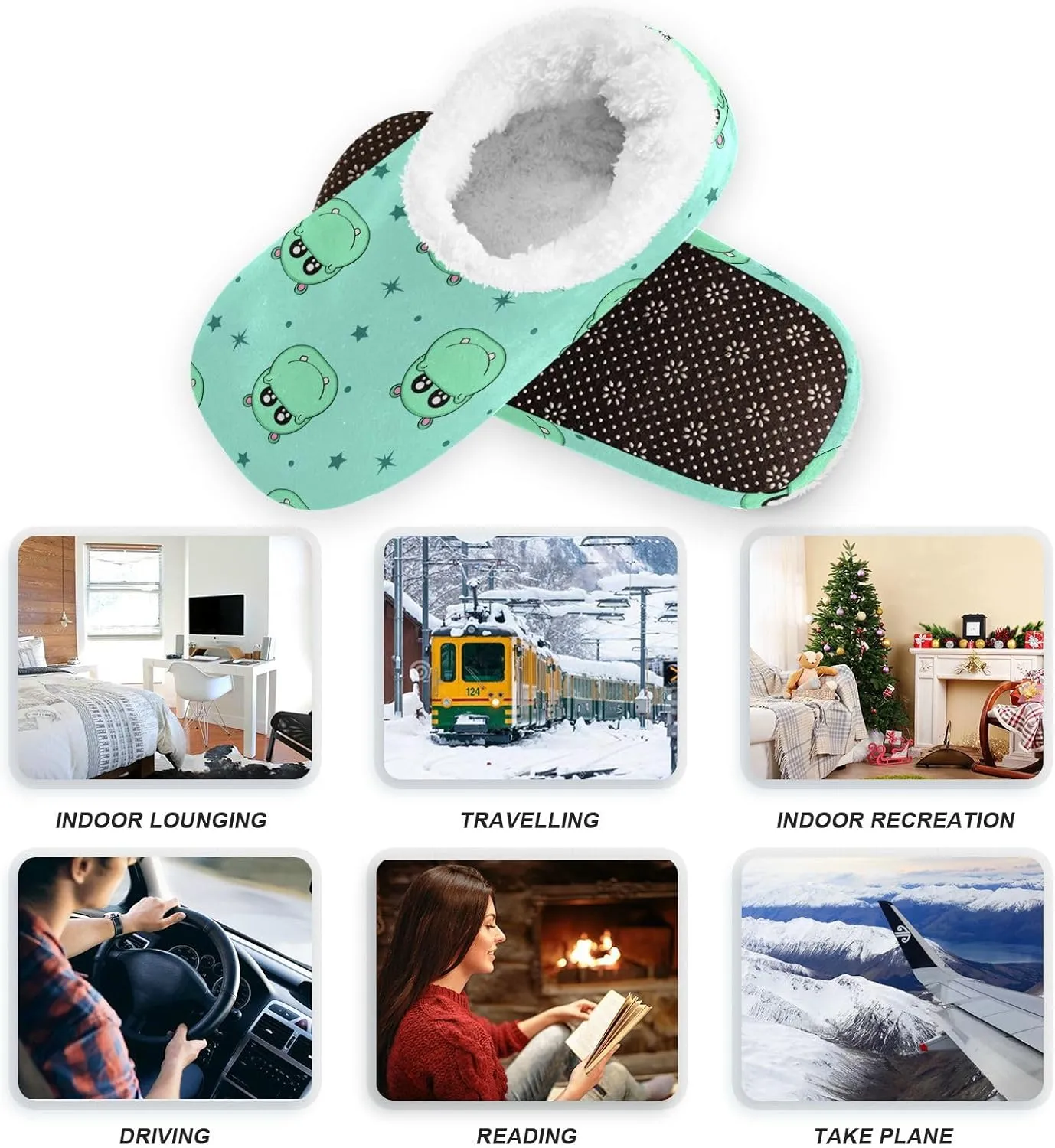 Dussdil Home Winter Slippers Spa Travel House Slipper Soft Memory Foam Slipper Non Slip for Hotel Bedroom Shoes Slippers