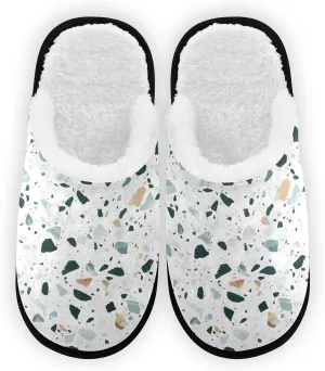 Dussdil Terrazzo Flooring House Slippers Marble Granite Home Spa Slippers Memory Foam Closed Toe Slipper Non Slip for Hotel Bedroom Travel Shoes Women Men M
