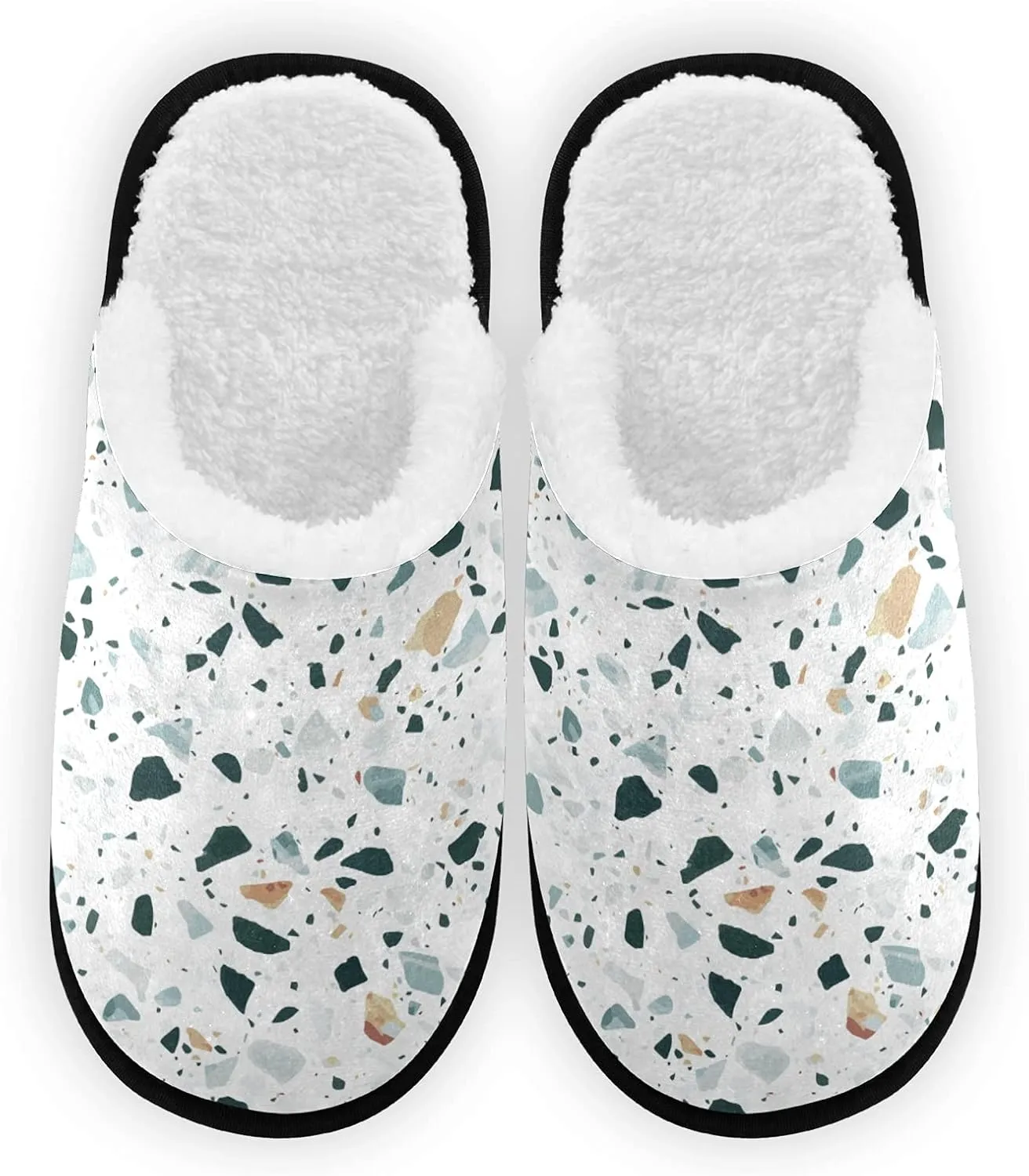 Dussdil Terrazzo Flooring House Slippers Marble Granite Home Spa Slippers Memory Foam Closed Toe Slipper Non Slip for Hotel Bedroom Travel Shoes Women Men M