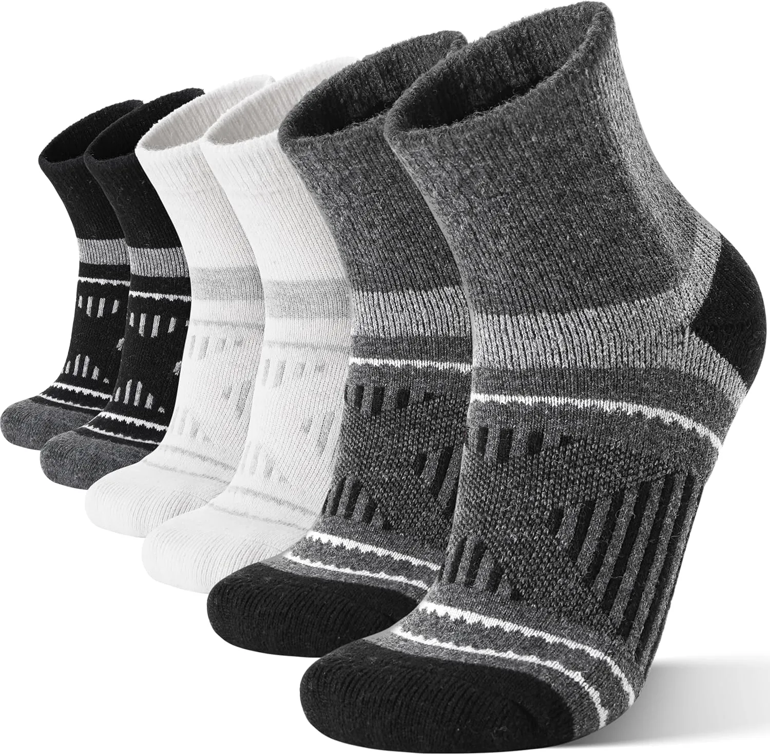 EBMORE 6 Pairs Merino Wool Ankle Hiking Running Socks Compression Support Thick Cushion No Show Socks for Men Women