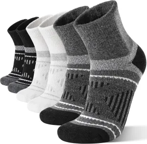 EBMORE 6 Pairs Merino Wool Ankle Hiking Running Socks Compression Support Thick Cushion No Show Socks for Men Women