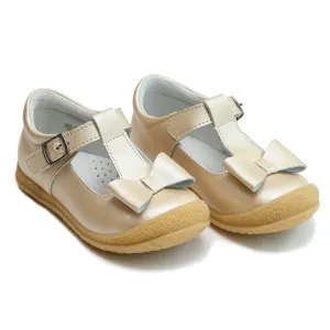 Emma Champagne Bow T-Strap Shoes