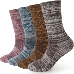 EnerWear 4 Pack Women's Merino Wool Outdoor Hiking Trail Crew Sock