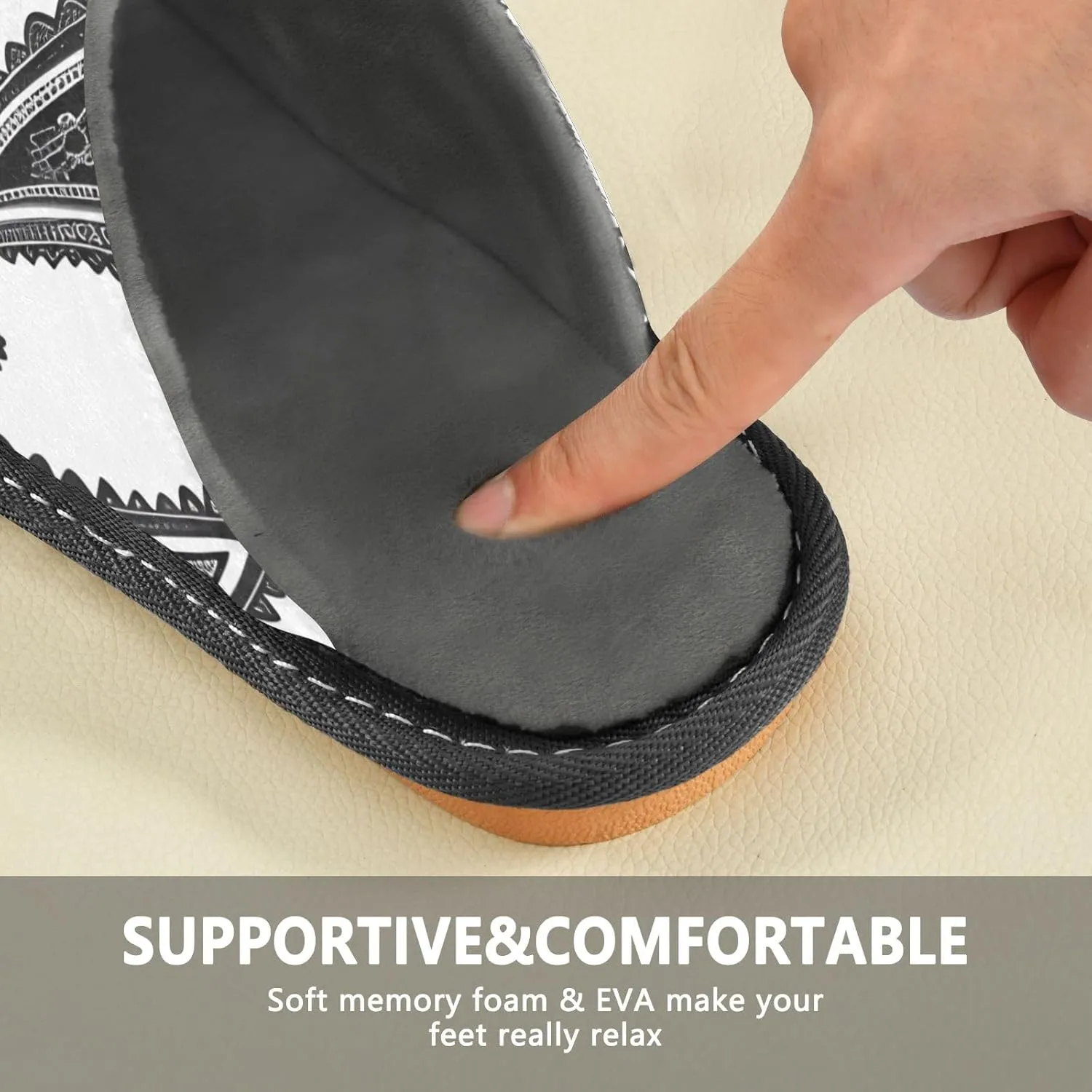 Ethnic Pattern House Slippers, Non Slip Slippers for Women Men Warm Slippers House Shoes Indoor Outdoor Slippers