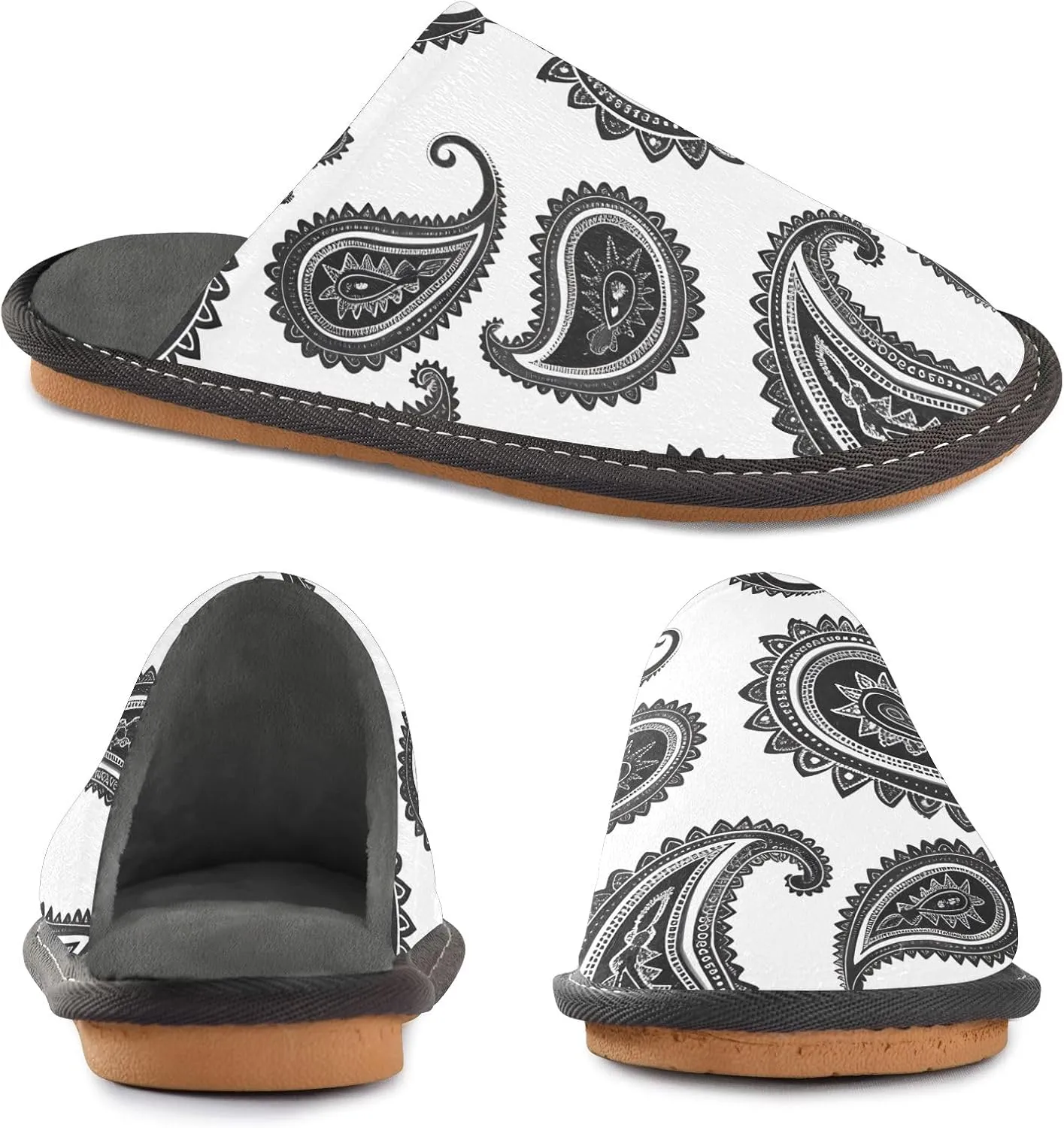 Ethnic Pattern House Slippers, Non Slip Slippers for Women Men Warm Slippers House Shoes Indoor Outdoor Slippers