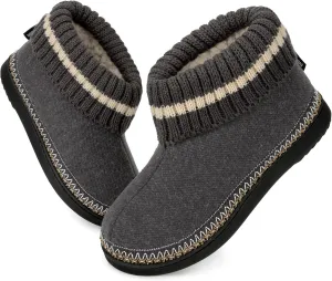 EverFoams Women's Bootie Slippers Non-slip Comfy Winter Indoor House Shoes with Knitted Collar
