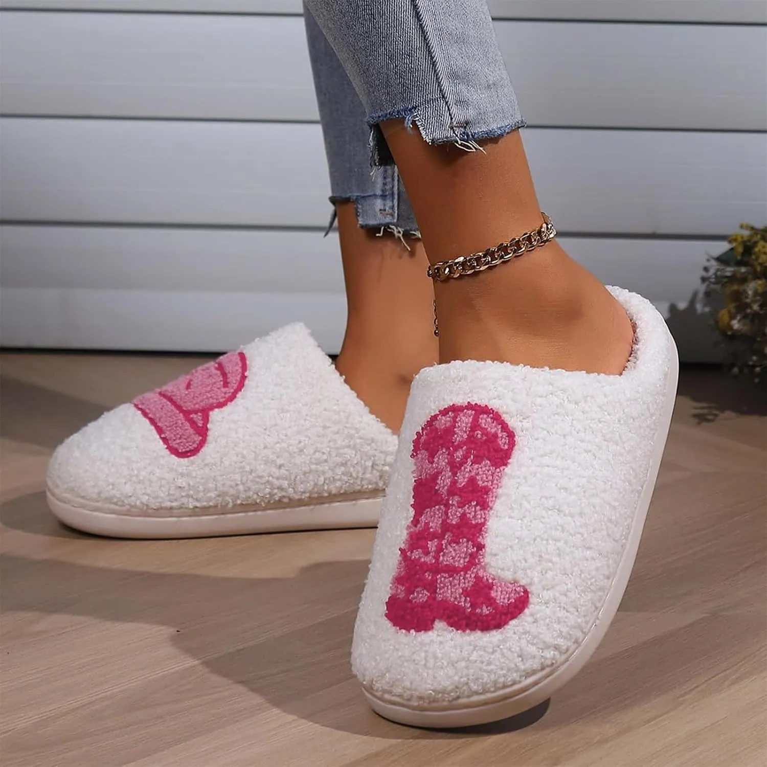 Evil Eyes Slippers For Women Strawberry Slippers Memory Foam Cowboy Cowgirl Hat And Boot Slippers Slip On House Shoes