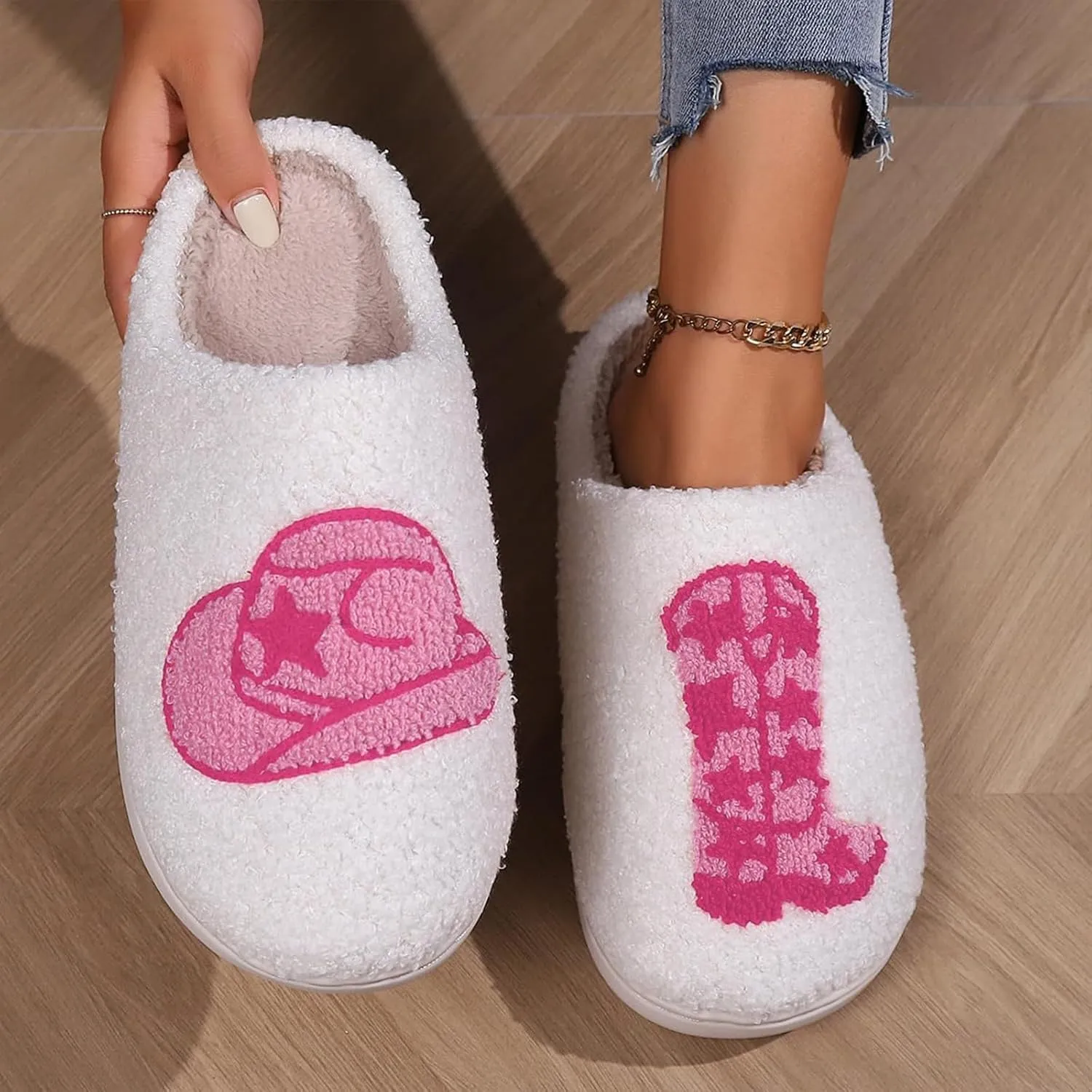 Evil Eyes Slippers For Women Strawberry Slippers Memory Foam Cowboy Cowgirl Hat And Boot Slippers Slip On House Shoes