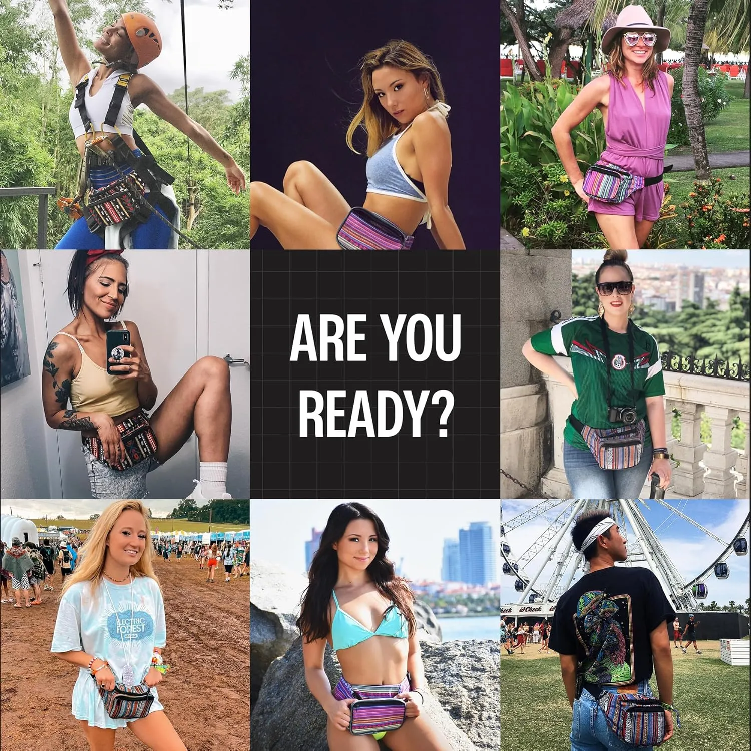 Fanny Pack Belt bag - Crossbody Waist Bag for Men or Women - Hands-Free, Waterproof Large Bumbag for Hiking, Running, and Travel (Orange Vert)