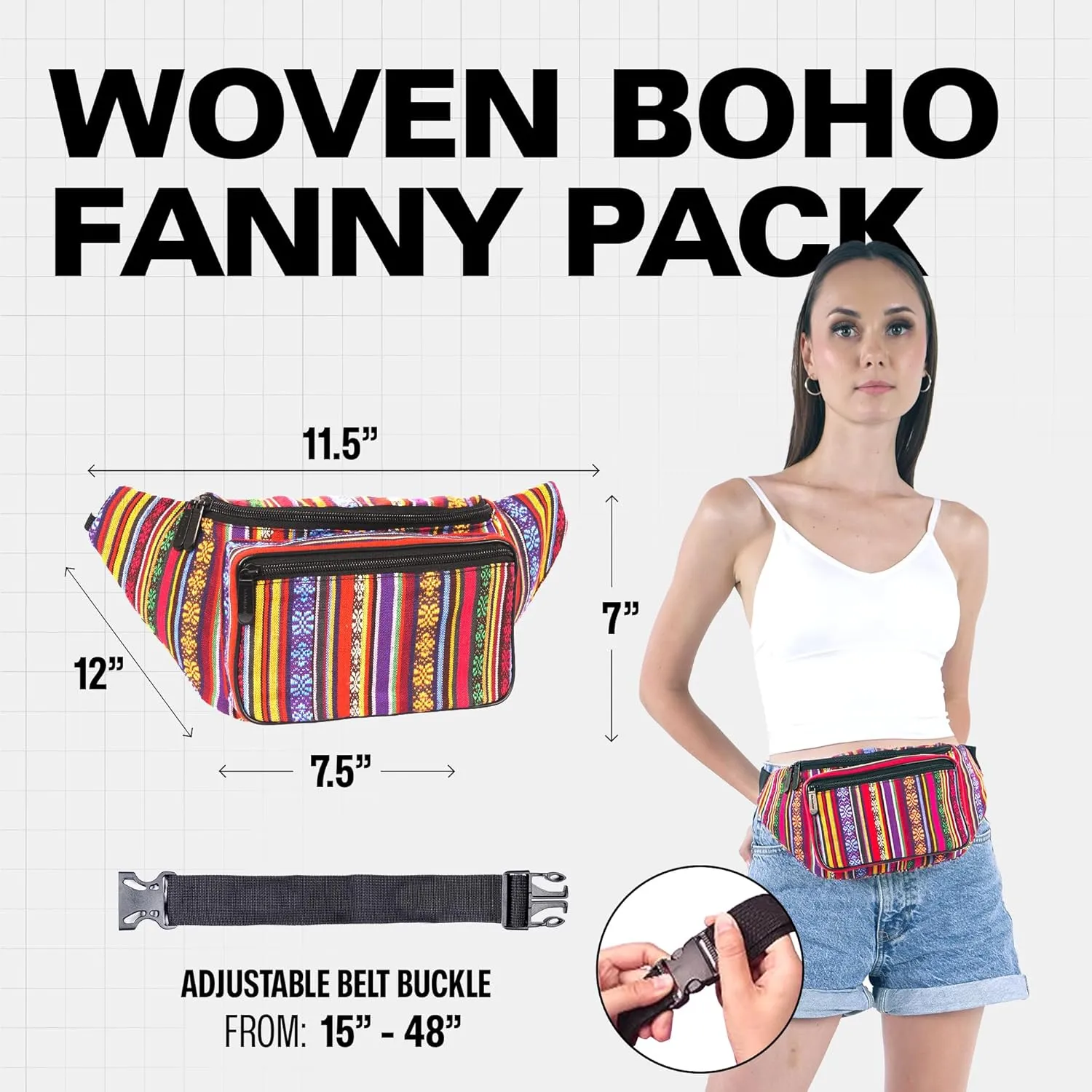 Fanny Pack Belt bag - Crossbody Waist Bag for Men or Women - Hands-Free, Waterproof Large Bumbag for Hiking, Running, and Travel (Orange Vert)