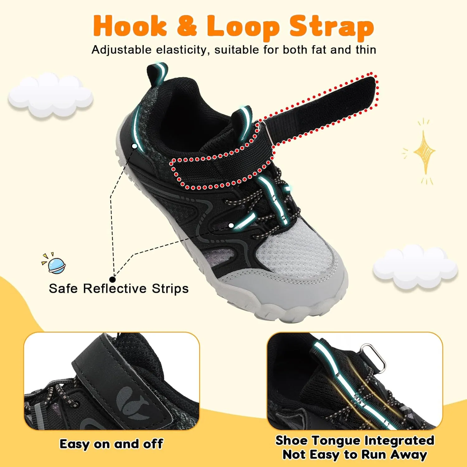 FEETCITY Kids Barefoot Shoes Boys Girls Sneakers Toddler Walking Shoes Kids Hiking Shoe Lightweight Outdoor Tennis Shoe