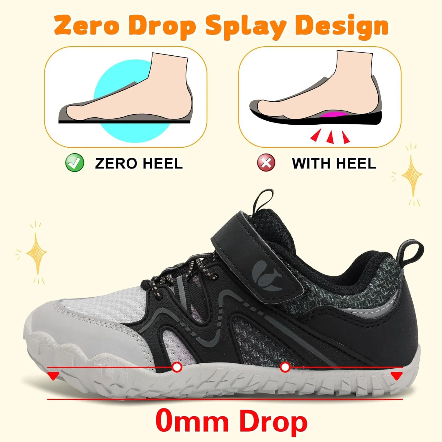 FEETCITY Kids Barefoot Shoes Boys Girls Sneakers Toddler Walking Shoes Kids Hiking Shoe Lightweight Outdoor Tennis Shoe