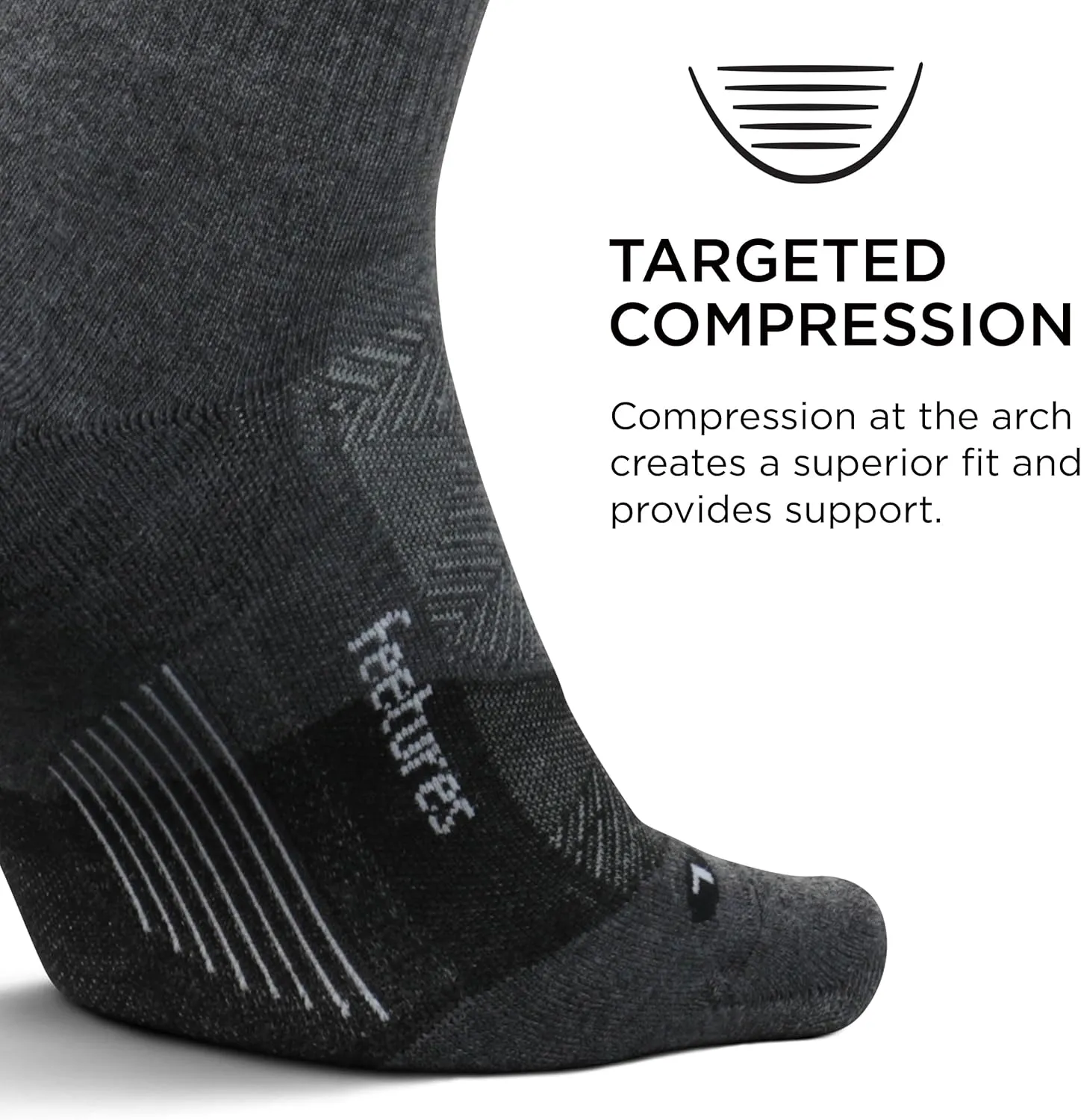Feetures Trail Max Cushion Mini Crew Sock - Hiking Socks for Men & Women(1 Pair)