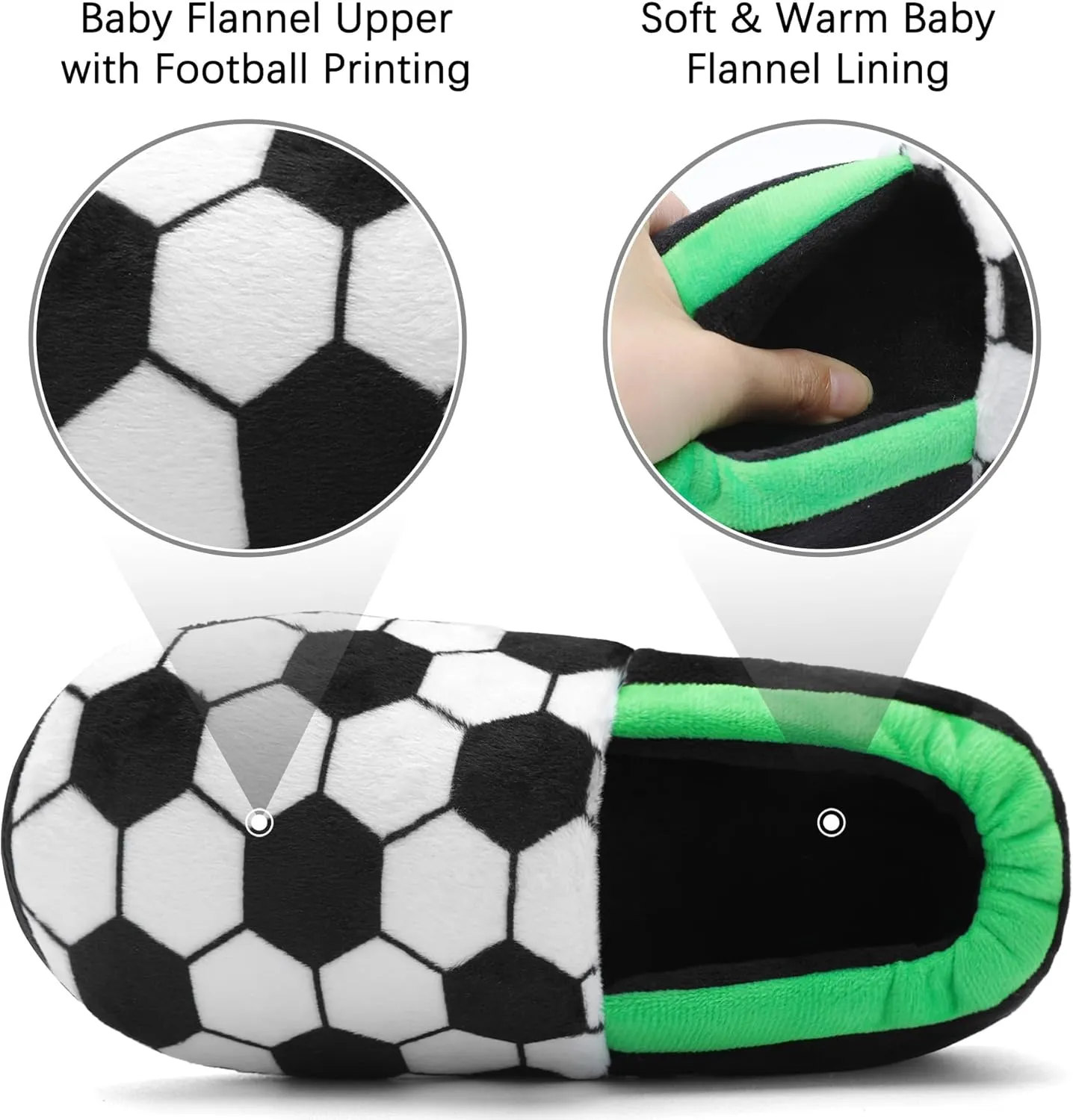 festooning Toddler Boys Girls Football Slippers Soft Fuzzy Slip-Ons Little Kid Warm Indoor House Slipper Shoes