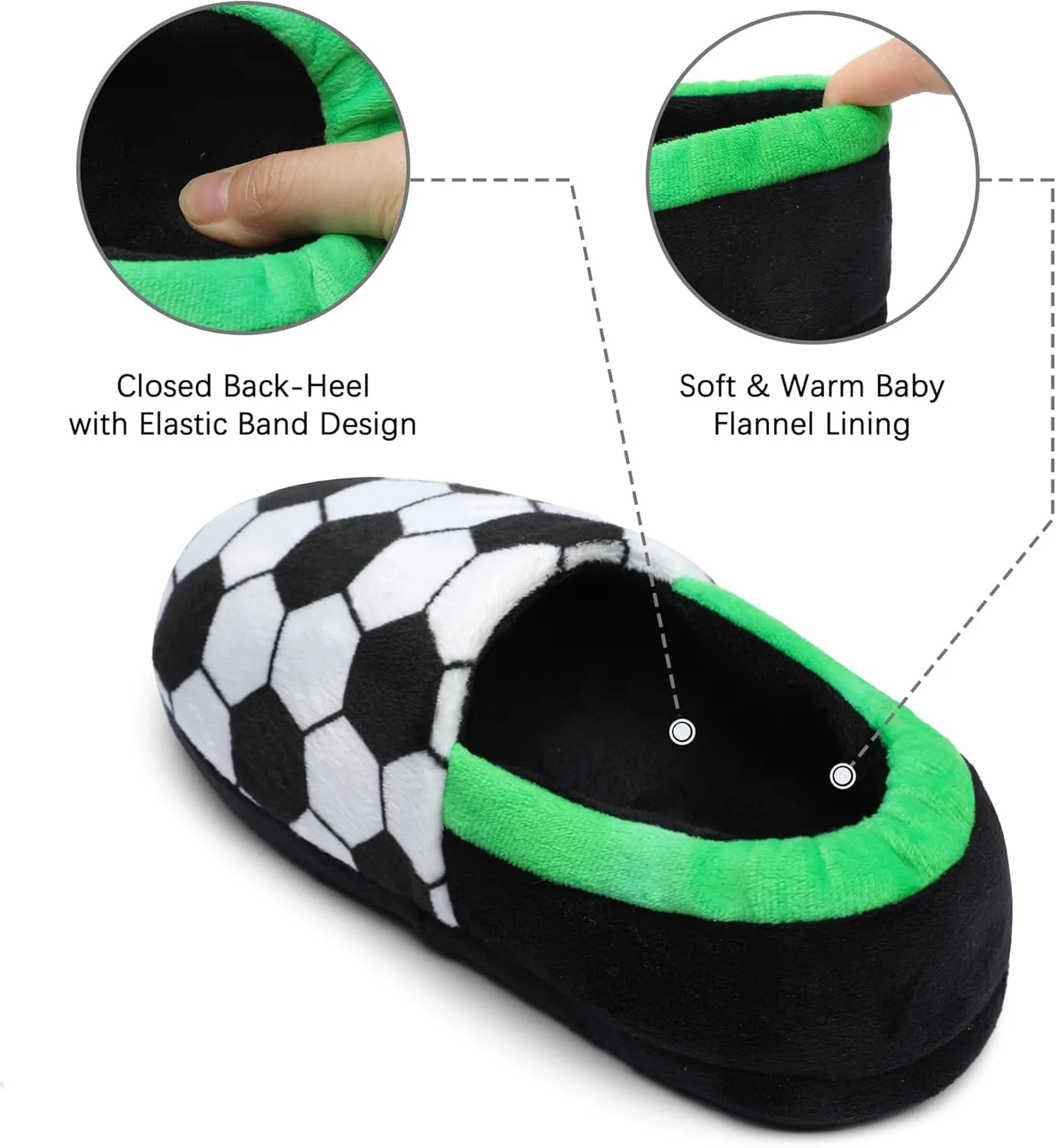 festooning Toddler Boys Girls Football Slippers Soft Fuzzy Slip-Ons Little Kid Warm Indoor House Slipper Shoes