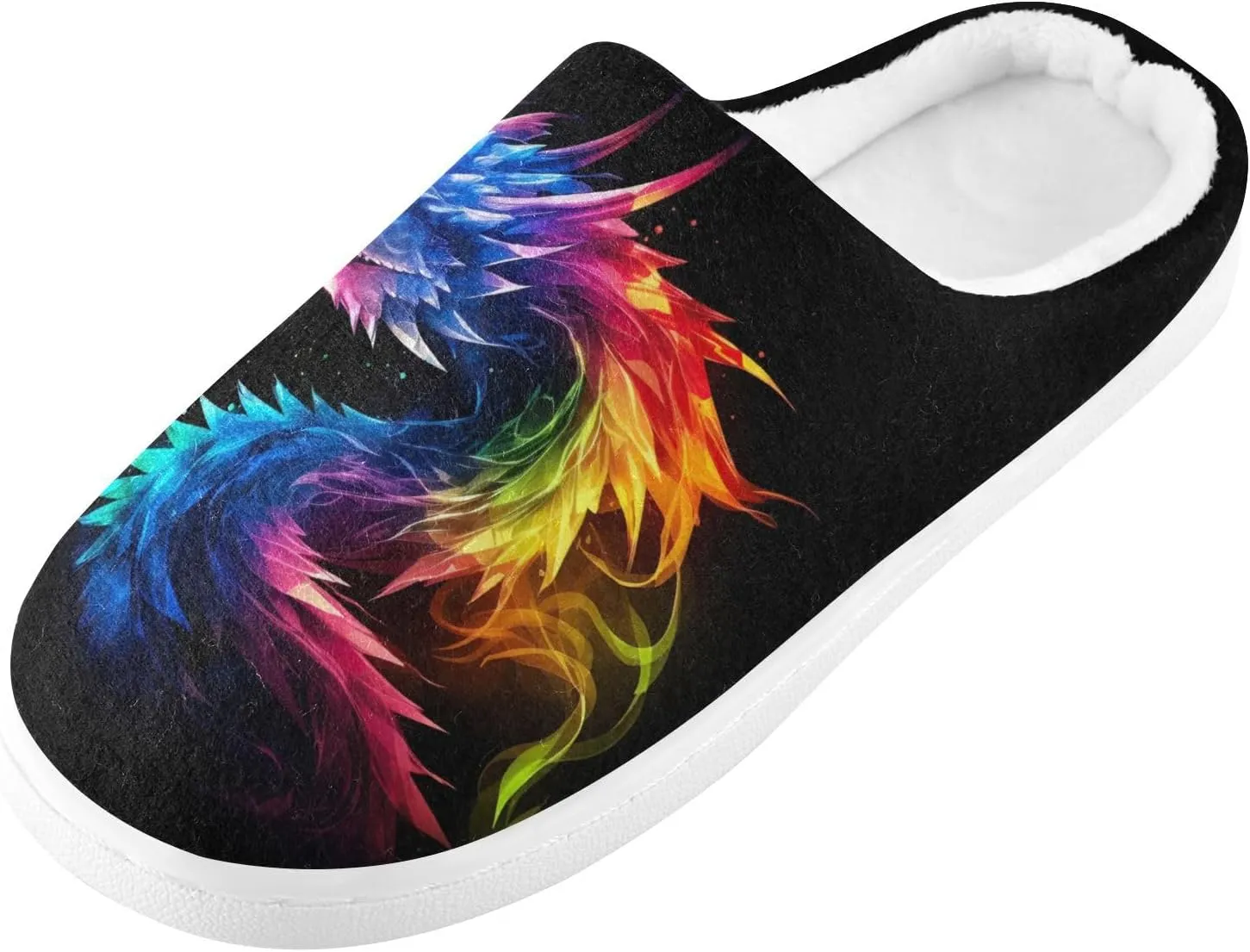 Fire Water Flame Dragon Animal Slippers for Women Men Indoor Slippers Memory Foam Fuzzy Slippers House Shoes for Indoor Outdoor Size 6/7