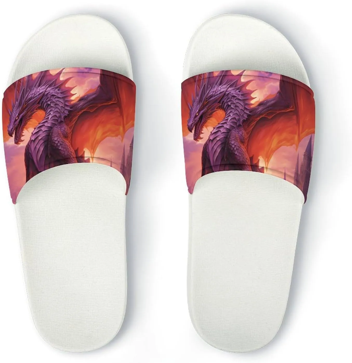 Flame Dragon.png Open Toe Slippers for Women And Men Non Slip Shower Slippers Home Slippers