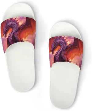 Flame Dragon.png Open Toe Slippers for Women And Men Non Slip Shower Slippers Home Slippers