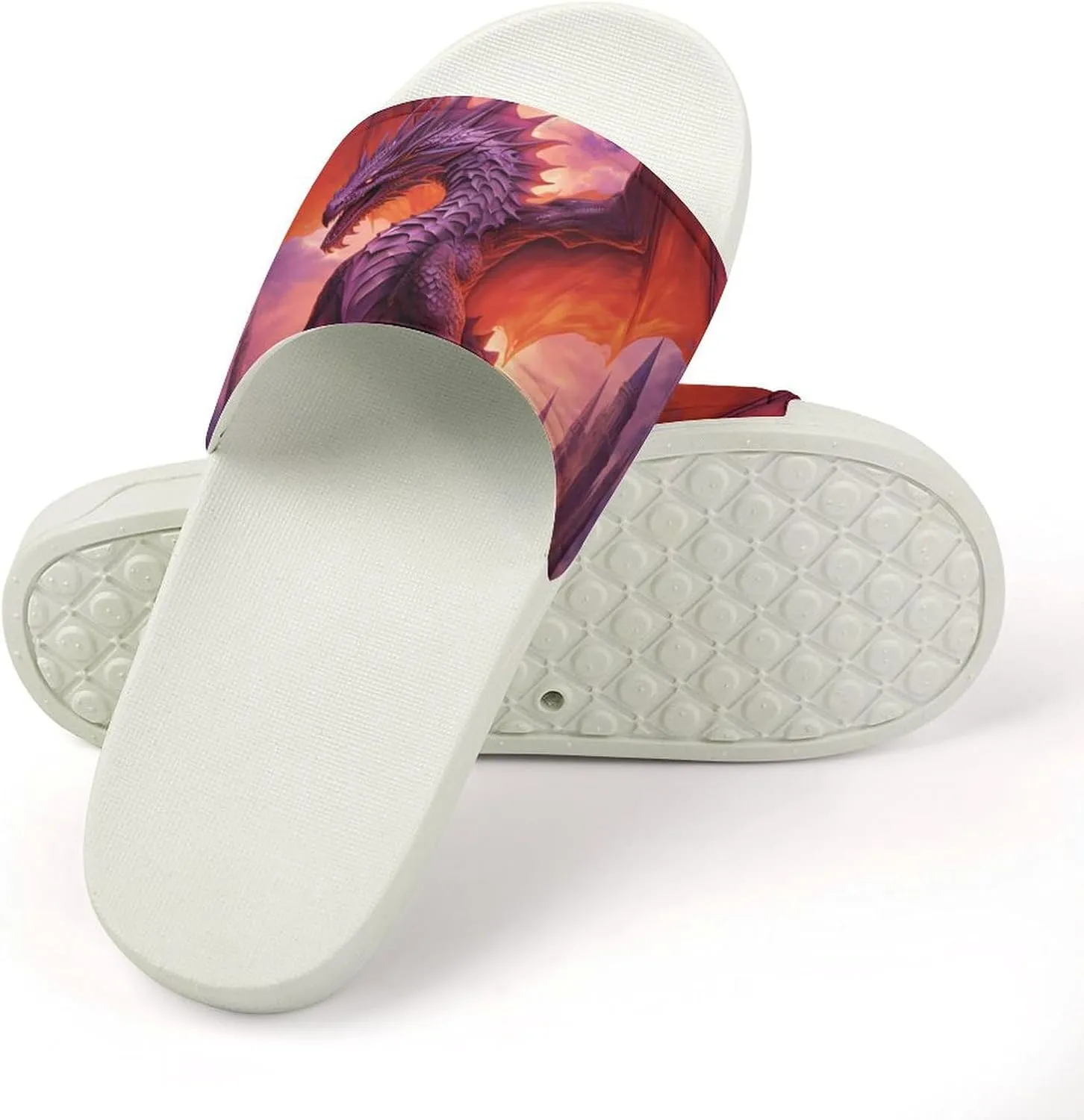 Flame Dragon.png Open Toe Slippers for Women And Men Non Slip Shower Slippers Home Slippers